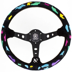 VERTEX LEOPARD 350MM SUEDE STEERING WHEEL