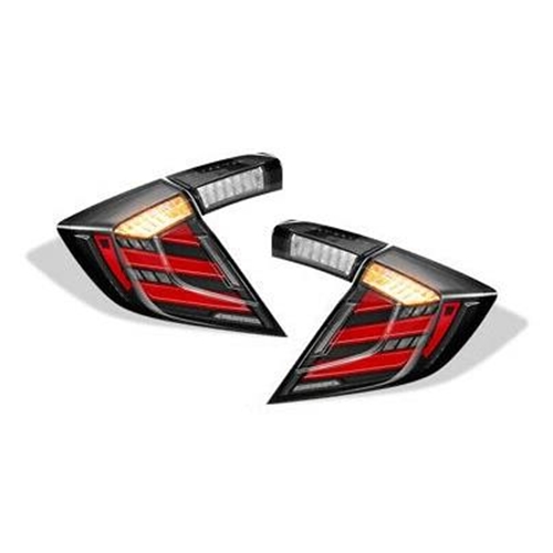 VLand LED Taillights - Honda Civic 16-21 w/ Sequential Turn Signals 5dr Hatch - SMOKE / MUGEN STYLE