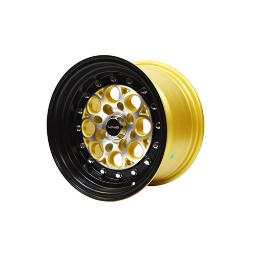 VMS Racing Street/Drag Wheel - Revolver 15x8" 4x100/114.3 20 offset Gold/Chrome