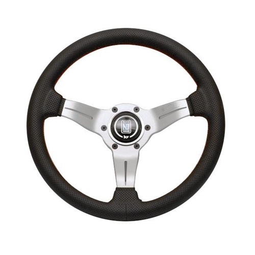 Nardi Deep Corn Steering Wheel - Perforated Leather with Satin Spokes & Red Stitching - 330mm