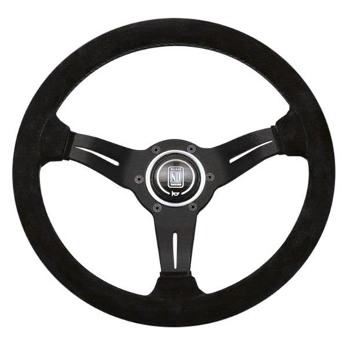 Nardi Deep Corn Steering Wheel - Suede with Black Spokes & Red Stitching - 330mm