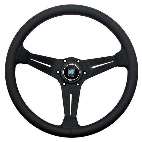 Nardi Deep Corn Steering Wheel - Perforated Leather with Black Spokes & Red Stitching - 350mm