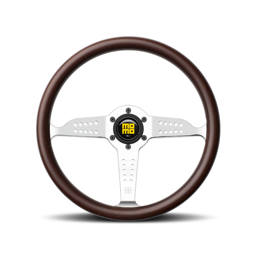 MOMO - Super Grand Prix, 350 Diam, 37 Dish, Mahogany Wood, Pol Spokes