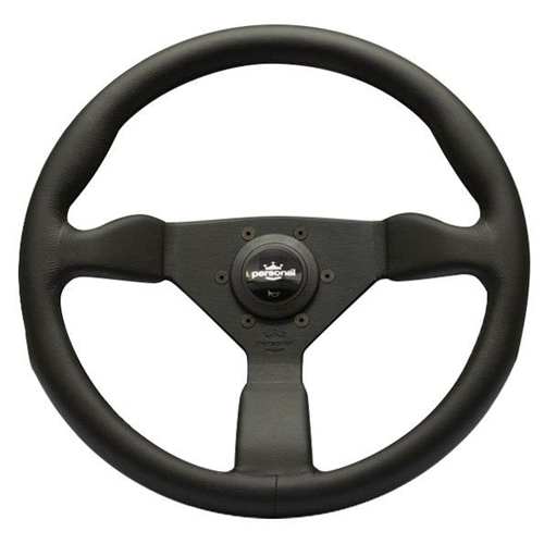 Personal Grinta Steering Wheel - Black Leather with Black Spokes & Black Stitching - 350mm