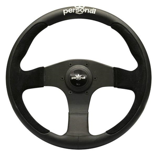 Personal Pole Position Steering Wheel - Black Leather/Suede with Black Spokes - 330mm