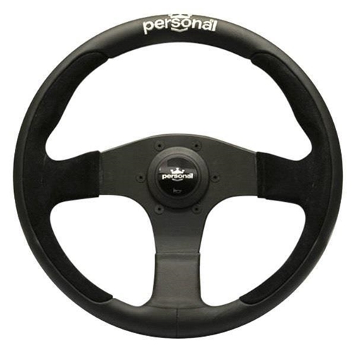 Personal Pole Position Steering Wheel - Black Leather/Suede with Black Spokes - 350mm