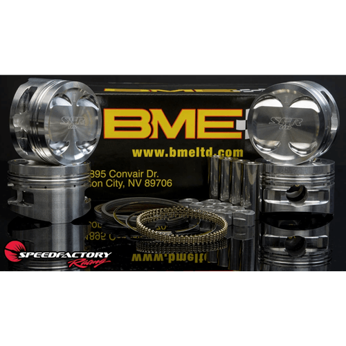 SpeedFactory / BME Honda B-Series Outlaw Pistons Lateral gas ported (-8cc) 9.5:1 CR, Rings, Pins and Buttons - 84mm Bore / 22mm Wrist Pins