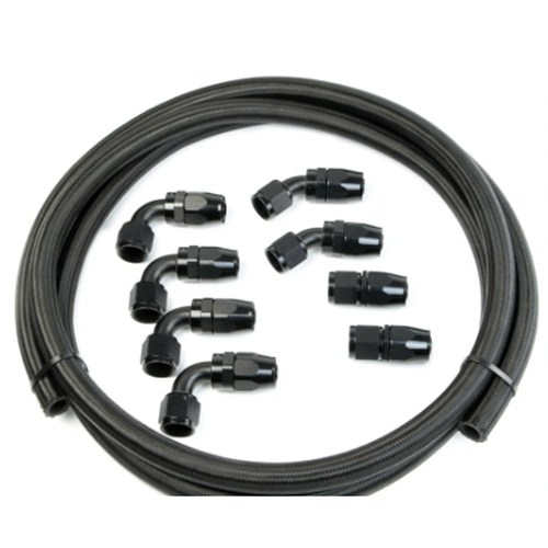 SpeedFactory Universal Catch Can Hose and Fitting Kit - Includes 4 -10an 90's, 2 -10an Straight, 2 -10an 45's and 10' of -10an Black Braided Hose