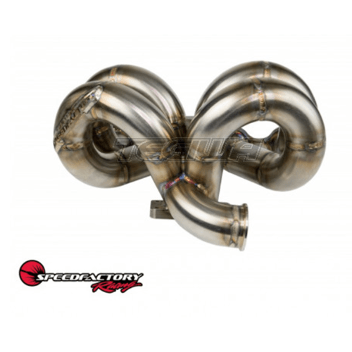 SpeedFactory Stainless Steel Turbo Manifold Ram Horn Style B Series T3 Flange w 44/45/46mm V-Band WG AC Compatible