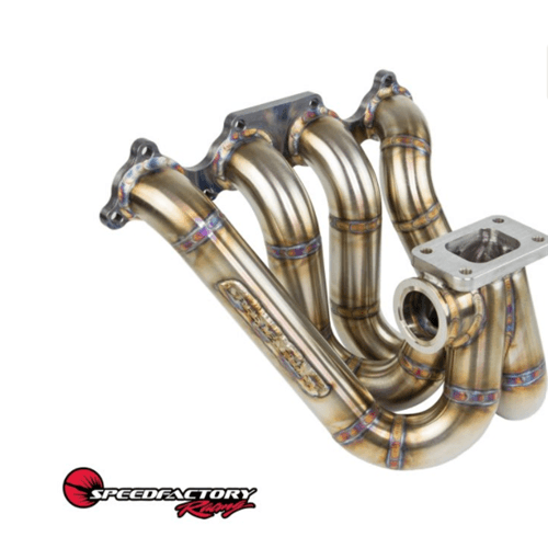 SpeedFactory Stainless Steel Turbo Manifold Forward Face Style H2B Series Divided T4 Flange w Single 60mm WG - Specify Turbosmart or Tial WG