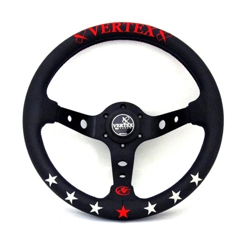 VERTEX STEERING WHEEL ..7 STAR RED/BLUE..330MM DEEP DISH