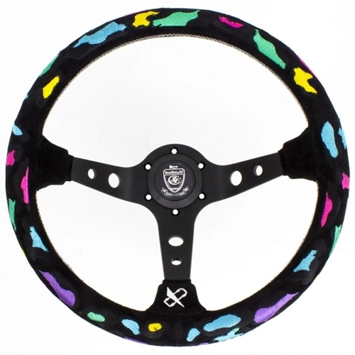 VERTEX LEOPARD 350MM SUEDE STEERING WHEEL