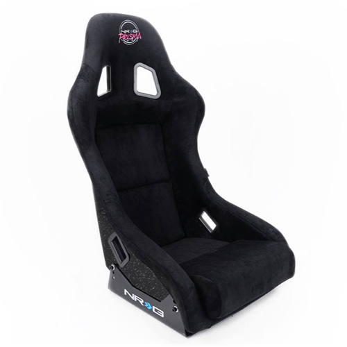 FRP Bucket Seat PRISMA Edition with pearlized back. All Black alcantara vegan material. (Medium)