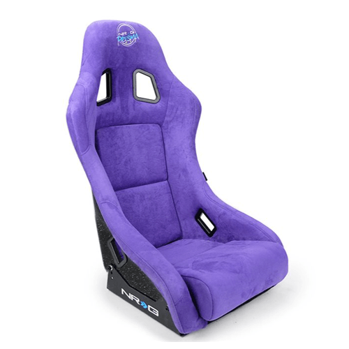 FRP Bucket Seat PRISMA Edition with pearlized back. All Purple alcantara vegan material. (Medium)