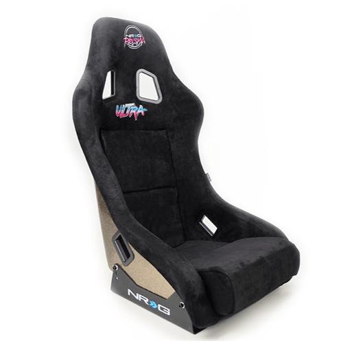 FRP Bucket Seat ULTRA Edition with peralized back, Black alcantara material, phone pockets and special ultra embroidery (Medium)