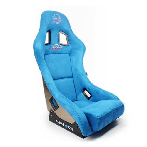 FRP Bucket Seat ULTRA Edition with peralized back, Grey vegan micro fiber material, phone pockets and special ultra embroidery (Large)