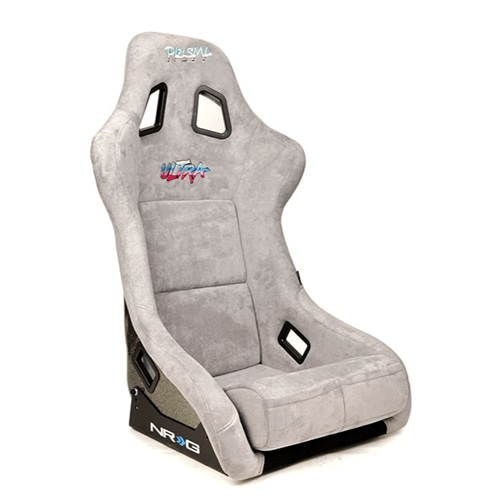 FRP Bucket Seat ULTRA Edition with Grey peralized back, GreyAlcantara material, phone pockets and special ultra embroidery (Medium)