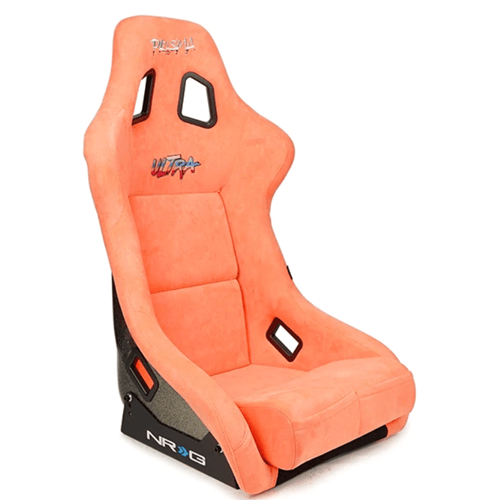 FRP Bucket Seat ULTRA Edition with Grey peralized back, Peach vegan micro fiber material, phone pockets and special ultra embroidery (Large)