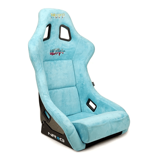 FRP Bucket Seat ULTRA Edition with Grey peralized back, Teal vegan micro fiber material, phone pockets and special ultra embroidery (Large)