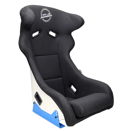 FRP Bucket Seat - White finish with Arrow Embroidery and Blue Side Mount Bracket