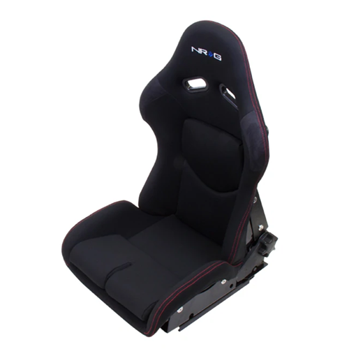 Reclinable FRP Bucket Seat, black cloth, red stitching with Black backing ( one piece)