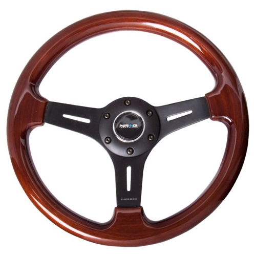 Classic Wood Grain Wheel, 330mm, 3 spoke center in matte black