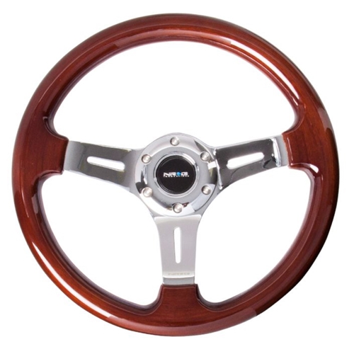 Classic Wood Grain Wheel, 330mm, 3 spoke center in chrome