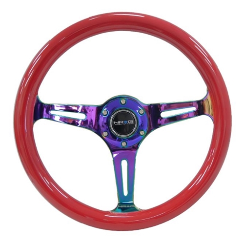 Classic Wood Grain Wheel - 350mm 3 Neochrome spokes - Red grip