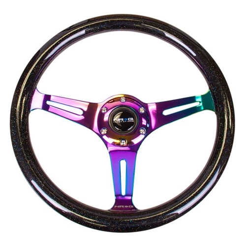 Galaxy Classic Wood Grain Wheel - 350mm 3 Neochrome spokes - Black Sparkled Color