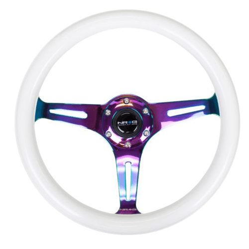 Classic Wood Grain Wheel - 350mm 3 Neochrome spokes - Glow-in-the-dark PURPLE Color