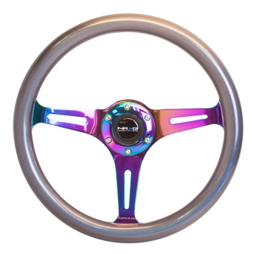 Chameleon Classic Wood Grain Wheel- 350mm 3 Neochrome spokes- pearlescent Paint Grip