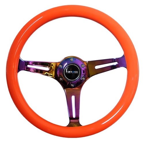 Classic Wood Grain Wheel, 350mm 3 Neochrome spokes-Neon ORANGE Color