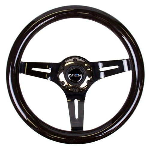 Classic Black Wood Grain Wheel, 310mm, 3 spoke center in Black Chrome