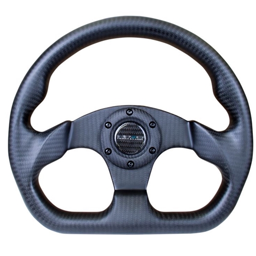 Matte Black CARBON FIBER STEERING WHEEL 320mm FLAT BOTTOM