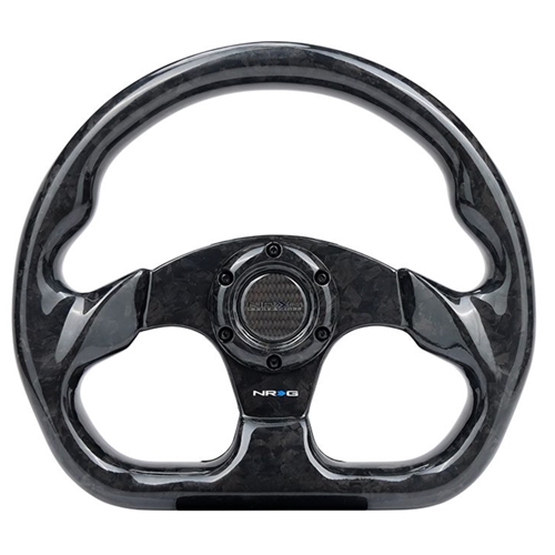 Shinny Black Forged CARBON FIBER STEERING WHEEL 320mm FLAT BOTTOM