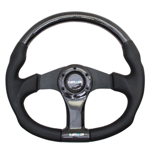 CARBON FIBER STEERING WHEEL 350mm BLACK OVAL SHAPE