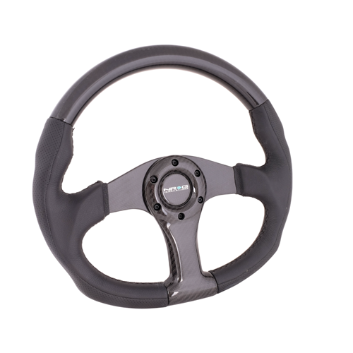 CARBON FIBER STEERING WHEEL 350MM BLACK CARBON OVAL SHAPE