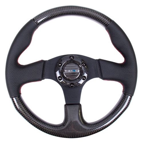 CARBON FIBER STEERING WHEEL 315mm w/ RED STITCHING