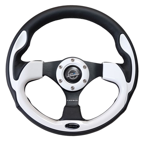 Reinforced Steering Wheel- 320mm Sport Steering Wheel w/ White Trim