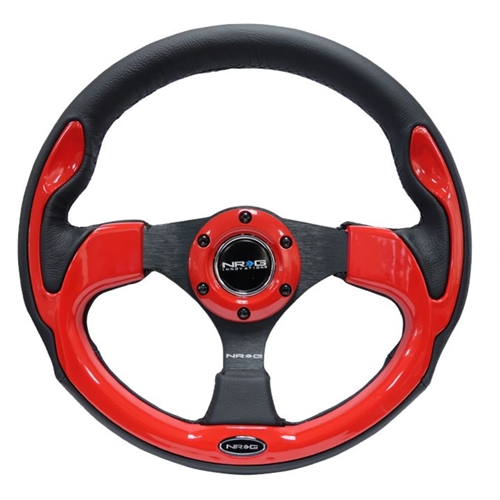 Reinforced Steering Wheel- 320mm Sport Steering Wheel w/ Red Trim