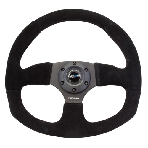 Reinforced Steering Wheel - Suede Leather Steering Wheel w/ BLACK stitch