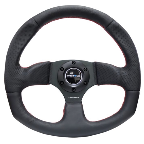 Reinforced Steering Wheel - Leather Steering Wheel w/ RED stitch