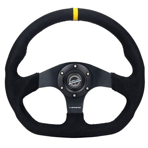 Reinforced Steering Wheel - 320mm Sport Alcantara flat bottom with yellow center mark