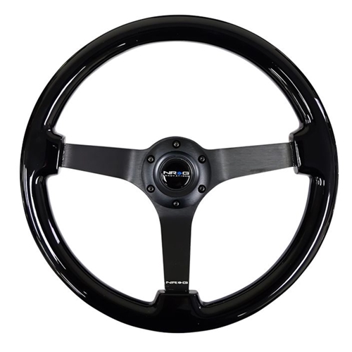 Reinforced Steering Wheel - Classic Black Wood Grain Wheel (3" Deep), 350mm, 3 Solid spoke center in Black Chrome