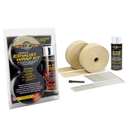 Exhaust Wrap Kit - Tan Wrap & White HT - Retail Packaging