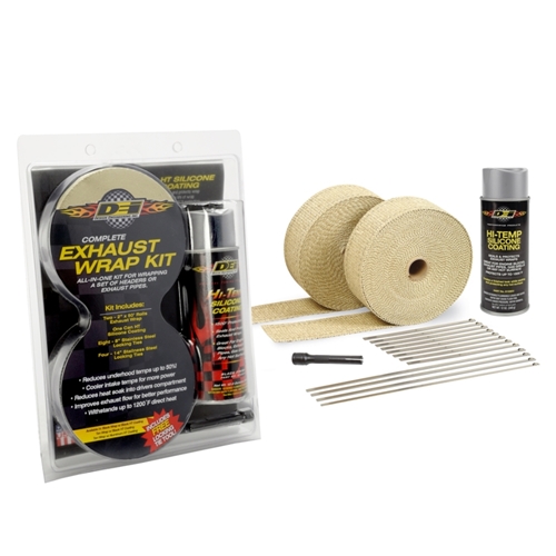 Exhaust Wrap Kit - Tan Wrap & Aluminum HT - Retail Packaging