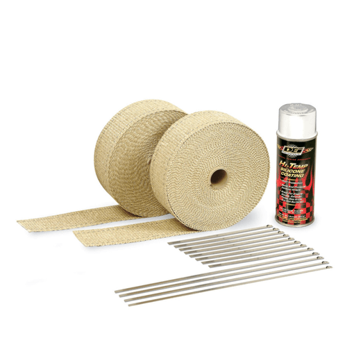 Exhaust Wrap Kit - Tan Wrap & White HT Silicone Coating