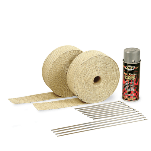 Exhaust Wrap Kit - Tan Wrap & Aluminum HT Silicone Coating