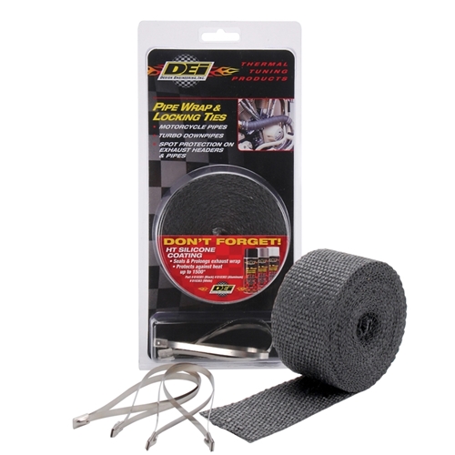 Exhaust Wrap Kit - Pipe Wrap & Locking Tie - Black