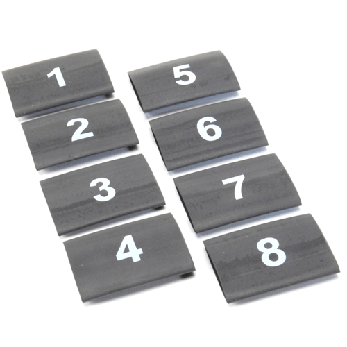 Wire Markers 8 pc set numbered 1-8 - Black